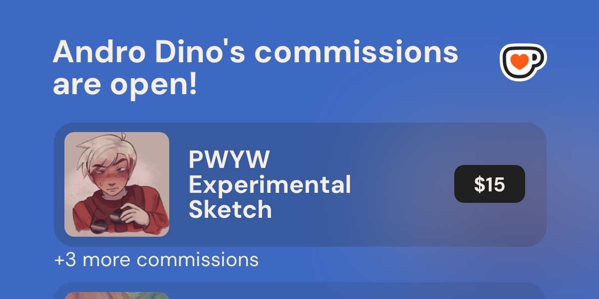 Andro_Dino's tweet card. Commissions Open! Click to see Andro Dino's commission menu.