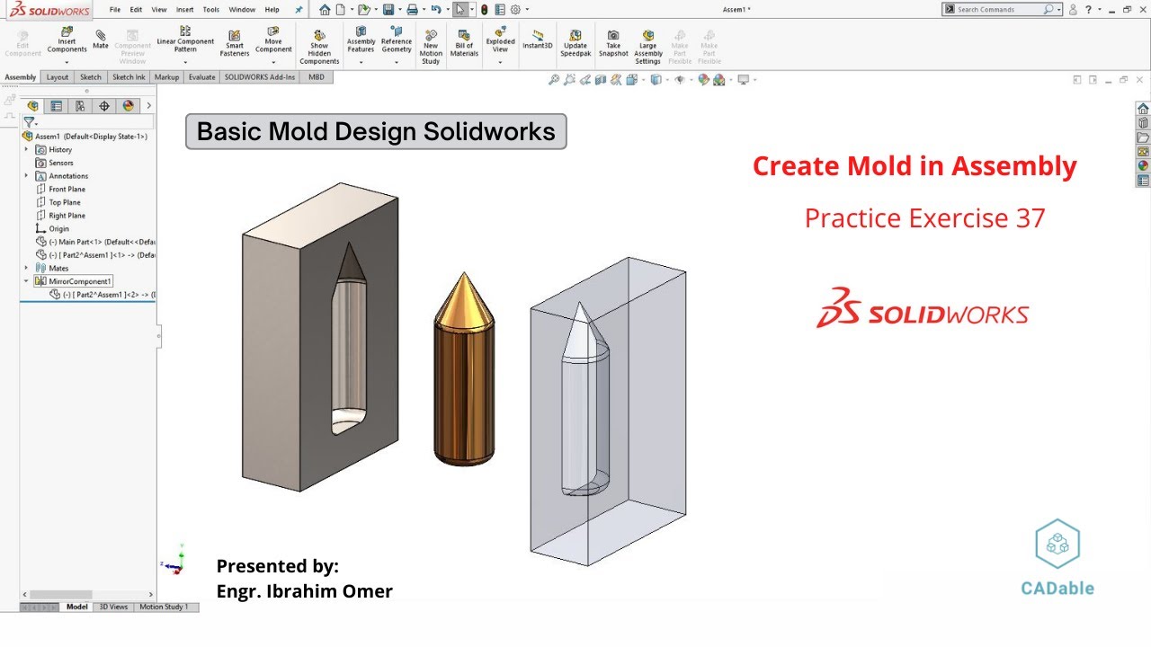 ibrahimumer007's tweet card. Basic Mold Design Solidworks | Create Mold in Assembly | Solidworks...