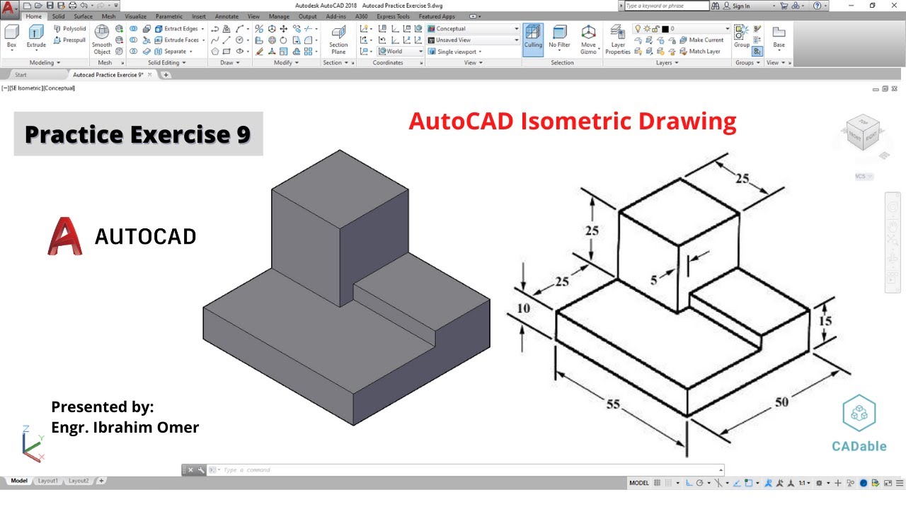 ibrahimumer007's tweet card. Autocad 3d practice drawing | Autocad Practice Exercise 9 | Autocad...