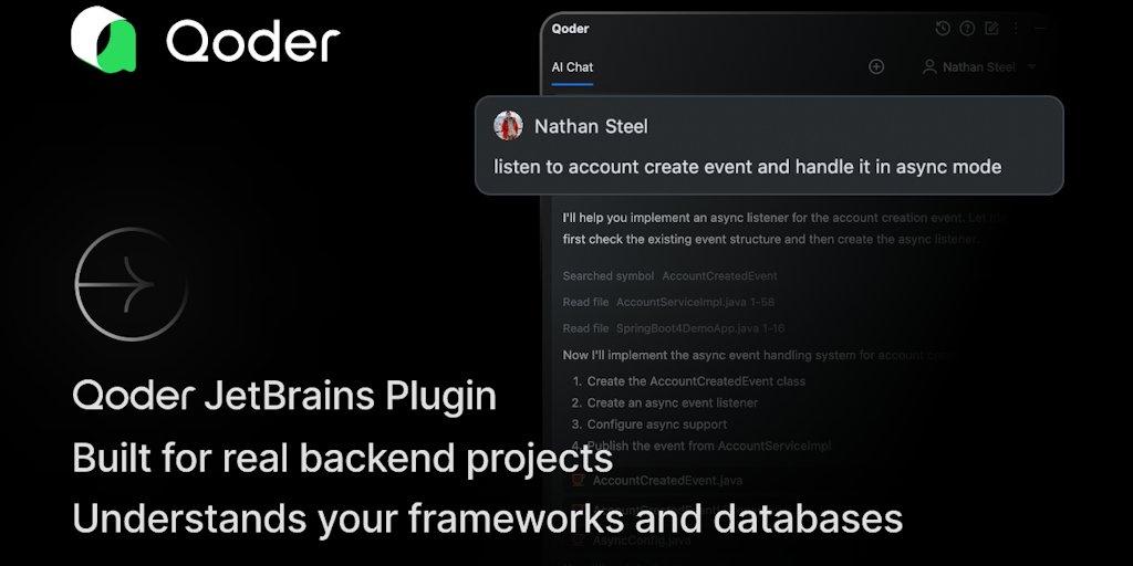 ProductHunToday's tweet card. Qoder transforms how AI understands real software. Beyond snippets, it grasps your entire architecture—dependencies, patterns, history. Chat naturally for multi-file edits or delegate tasks to AI....