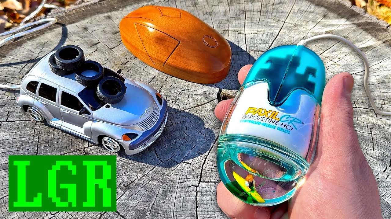 PrinceWatercres's tweet card. Weird Old Computer Mice: Wood, Wheels, & Water