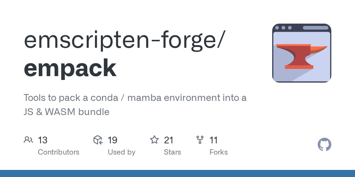 westurner's tweet card. Tools to pack a conda / mamba environment into a JS & WASM bundle - emscripten-forge/empack