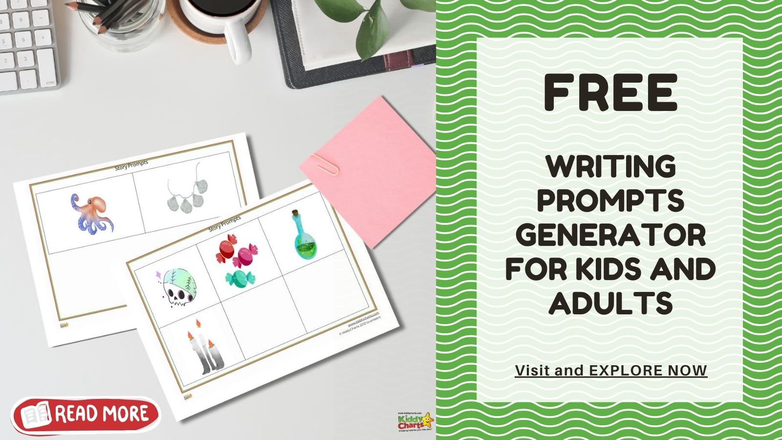 KiddyCharts's tweet card. Looking for a creative boost? 🎨📝 We’ve got you covered! Check out our free writing prompts generator for kids and adults: perfect for sparking imagination and having fun 🌟