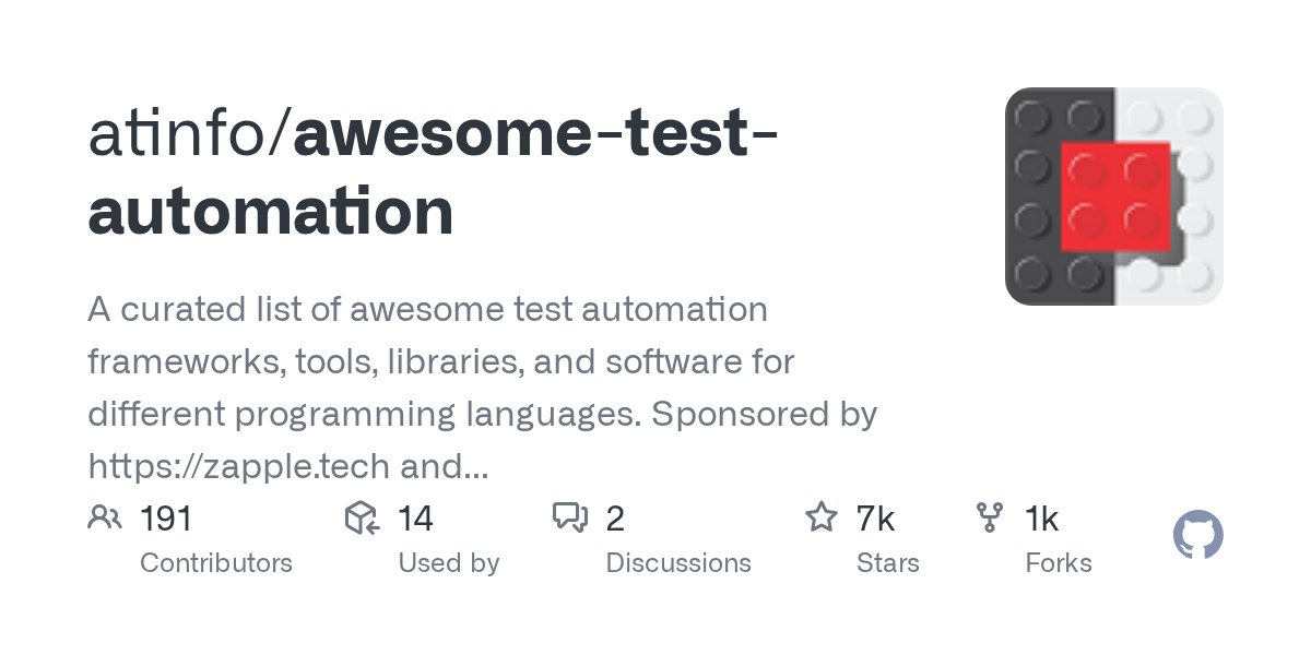 mfaisal_khatri's tweet card. A curated list of awesome test automation frameworks, tools, libraries, and software for different programming languages. Sponsored by https://zapple.tech and https://automated-testing.info - atinf...