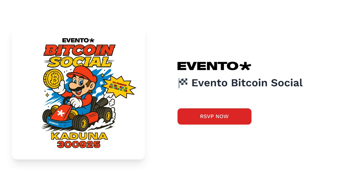 D_plus__plus's tweet card. Join us for the first Evento Bitcoin Social, a monthly event in Kaduna dedicated to making Bitcoin accessible for everyone! Our mission is simple: to demystify Bitcoin through fun, interactive, and...