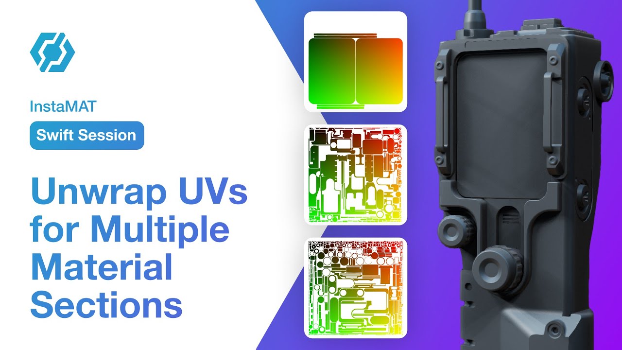 InstaMAT_io's tweet card. Automatic UV Unwrapping Multiple Material Sections in InstaMAT Studio