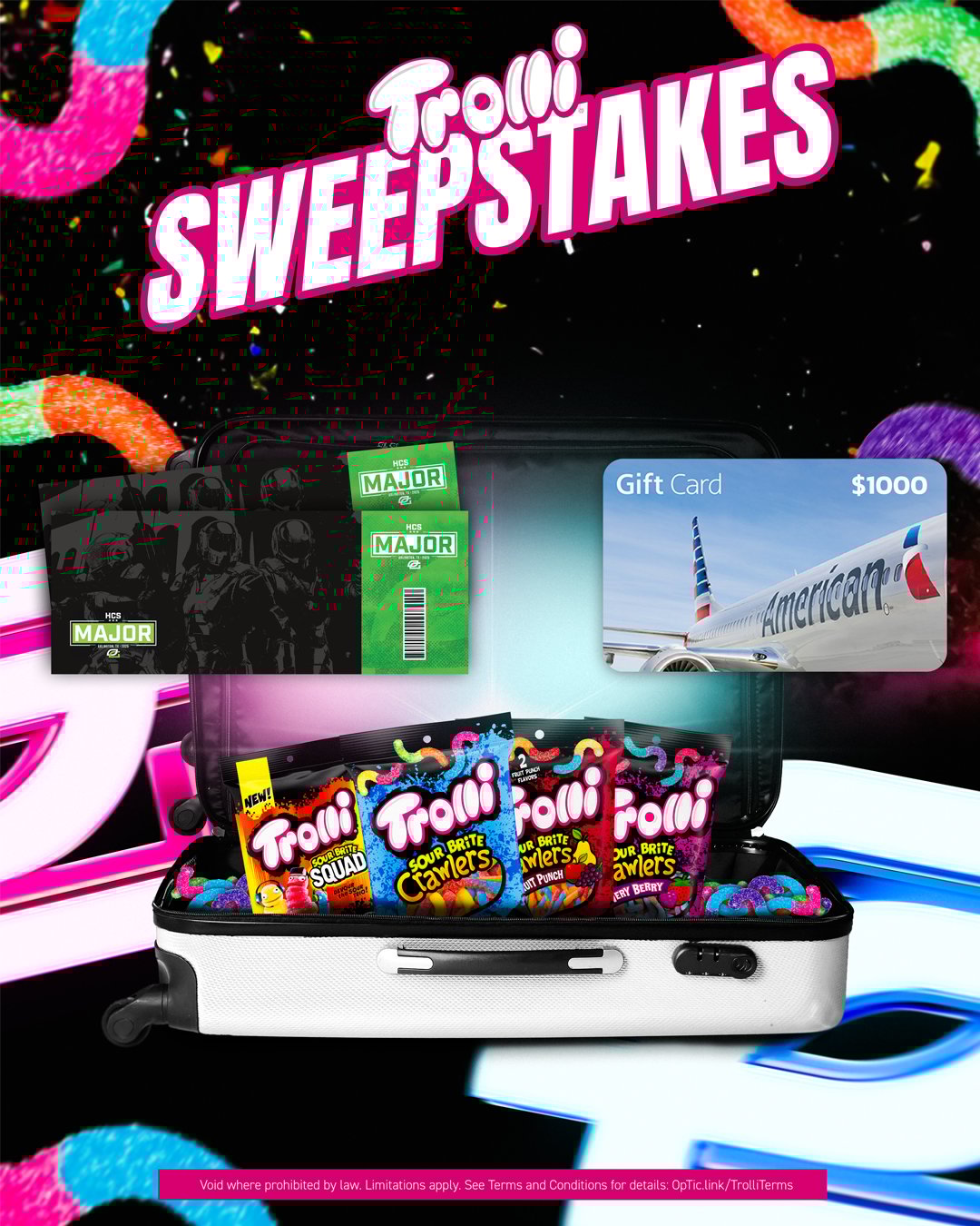 theGrumpymonk_'s tweet card. Your chance to experience the OpTic Major, LIVE, on behalf of us & Trolli 🐛 Follow the giveaway steps below for an opportunity to come to our Halo Major, April 18-20, and receive a $1000 flight...