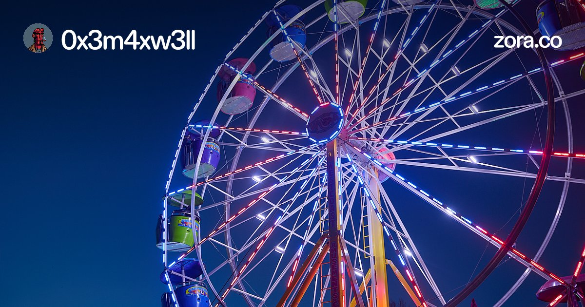 0xm4xw3ll's tweet card. ✨🎡There's an undeniable allure to a Ferris wheel lit up against the twilight sky.
