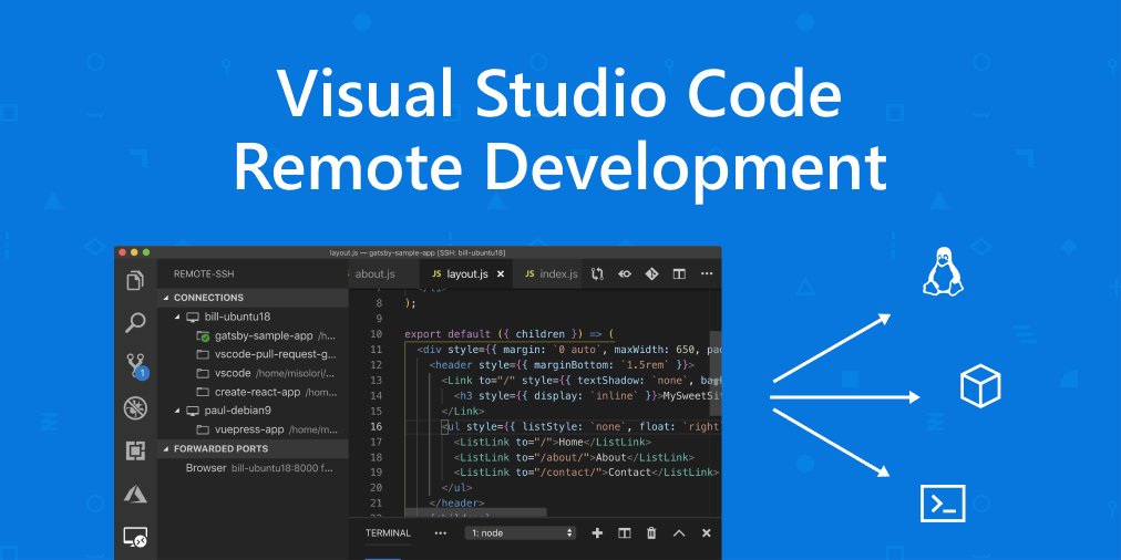 code's tweet card. VS Code remote support for WSL, Containers, and SSH