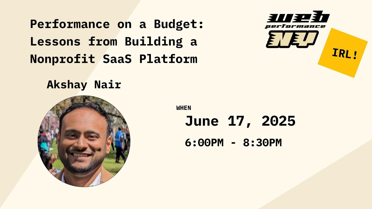 nywebperf's tweet card. Performance on a Budget: Lessons from Building a Nonprofit SaaS...