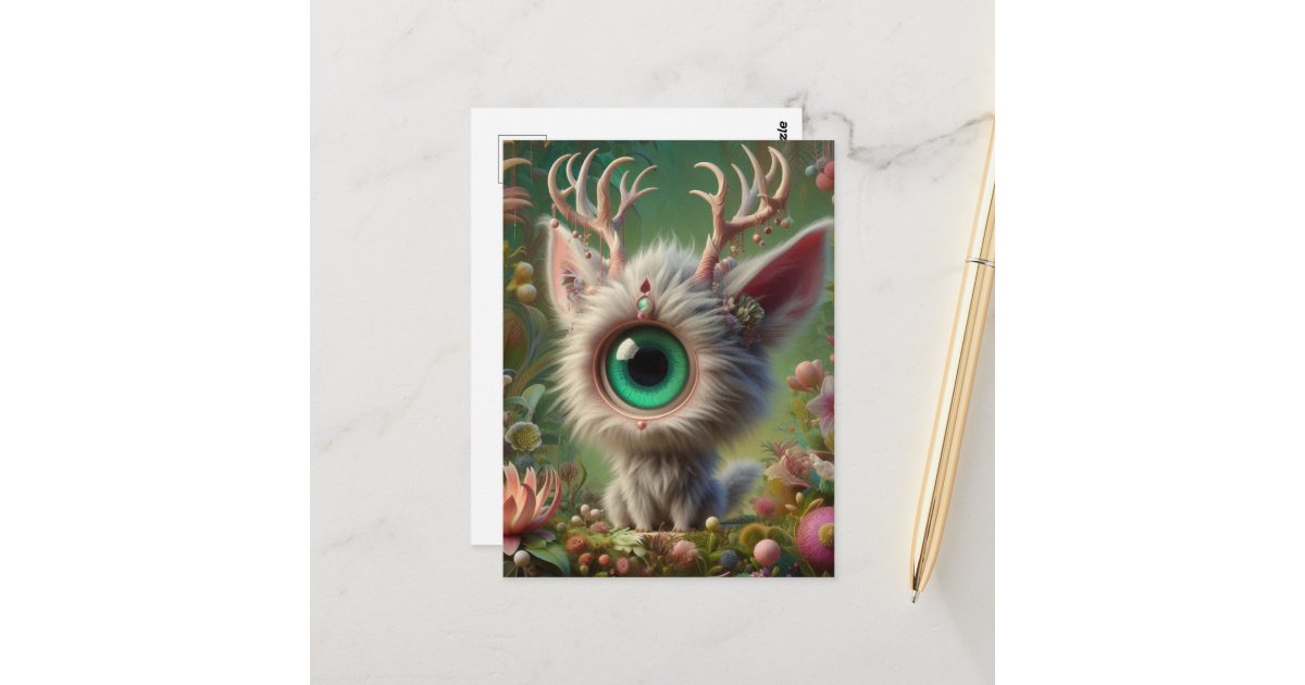 angelandspot's tweet card. All rights reserved © Angelandspot AI generated adorable fluffy jackalope critter that is part kitten and has a surreal single eye