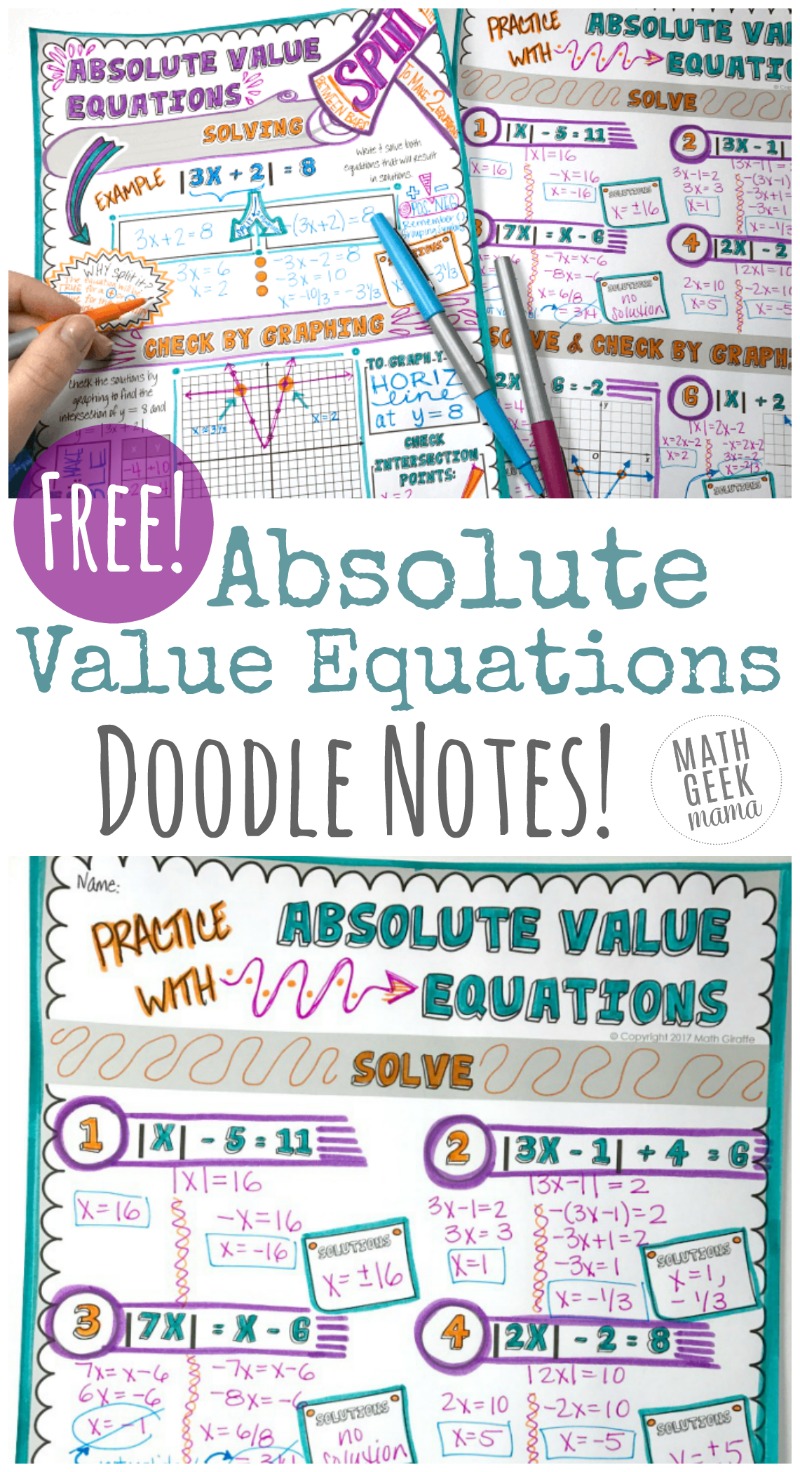 mathgeekmama's tweet card. Looking for guided notes that will help kids explore absolute value and retain what they learn? These doodle notes combine visual clues with the math notes!