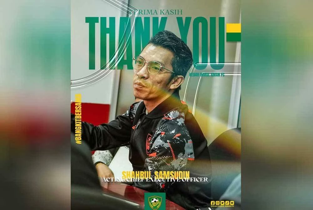 SinarOnline's tweet card. KEDAH Darul Aman FC (KDA FC) secara rasminya mengumumkan bahawa Pemangku Ketua Pegawai Eksekutif mereka, Shahrul Samsudin yang sebelum ini Ketua Pegawai...