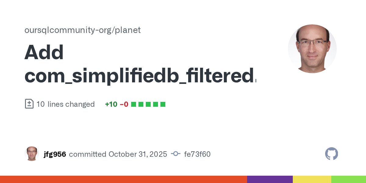 jfg956's tweet card. (Following a discussion in DM in MySQL Community Slack with Ankit)