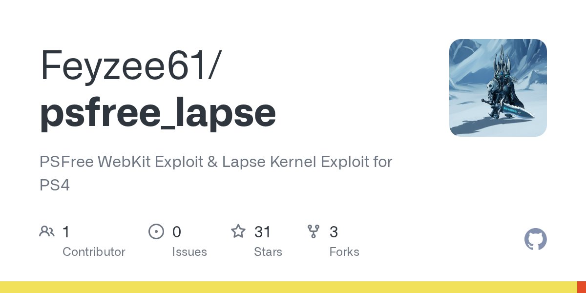FevziZengin61's tweet card. PSFree WebKit Exploit & Lapse Kernel Exploit for PS4 - Feyzee61/psfree_lapse