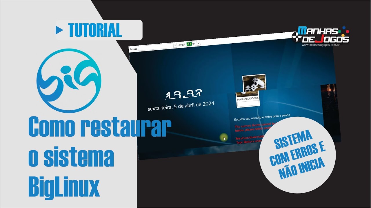 Manhas_de_Jogos's tweet card. Como restaurar o sistema BigLinux