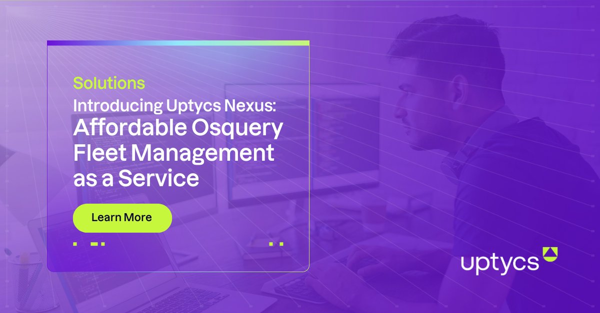 uptycs's tweet card. Uptycs Nexus offers affordable endpoint security management. Simplify osquery deployment, fleet monitoring, & telemetry collection starting at $3/endpoint.