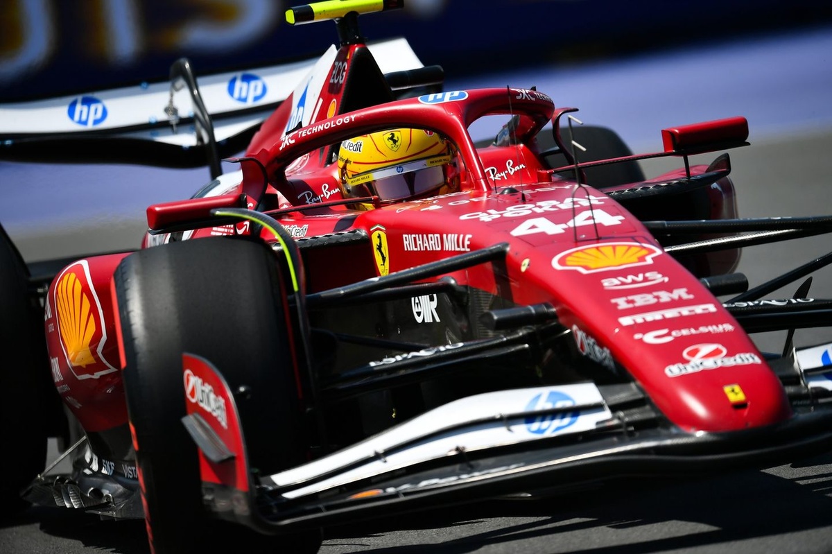 Motorsport_IT's tweet card. Hamilton ha chiuso sesto a Montreal dopo un incidente insolito: durante la gara ha colpito una marmotta che ha danneggiato il fondo della sua SF-25, causando una perdita di circa 20 punti di carico...