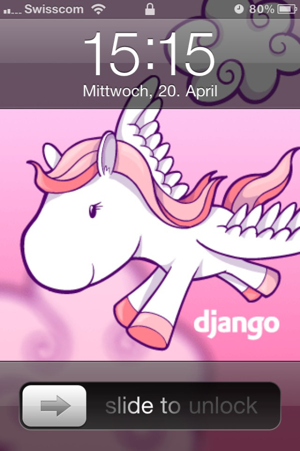 petermanser's tweet card. I love my new iPhone Lock Screen. #djangopony