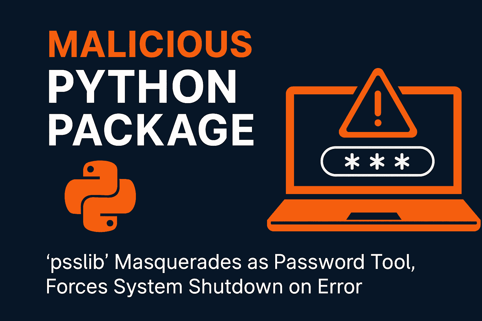 the_yellow_fall's tweet card. A malicious Python package, 'psslib,' typosquats the popular 'passlib' library, forcing immediate Windows system shutdowns, causing data loss for unsuspecting developers.