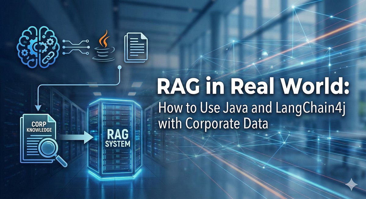 devops_thiago's tweet card. Build a secure, enterprise-ready RAG system in Java with LangChain4j, connecting LLMs to your real data with control and observability.