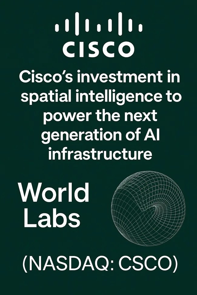 cricket_fundas's tweet card. Cisco invests in spatial AI firm World Labs to lead the next wave of infrastructure innovation. Explore what it means for CSCO’s growth trajectory.
