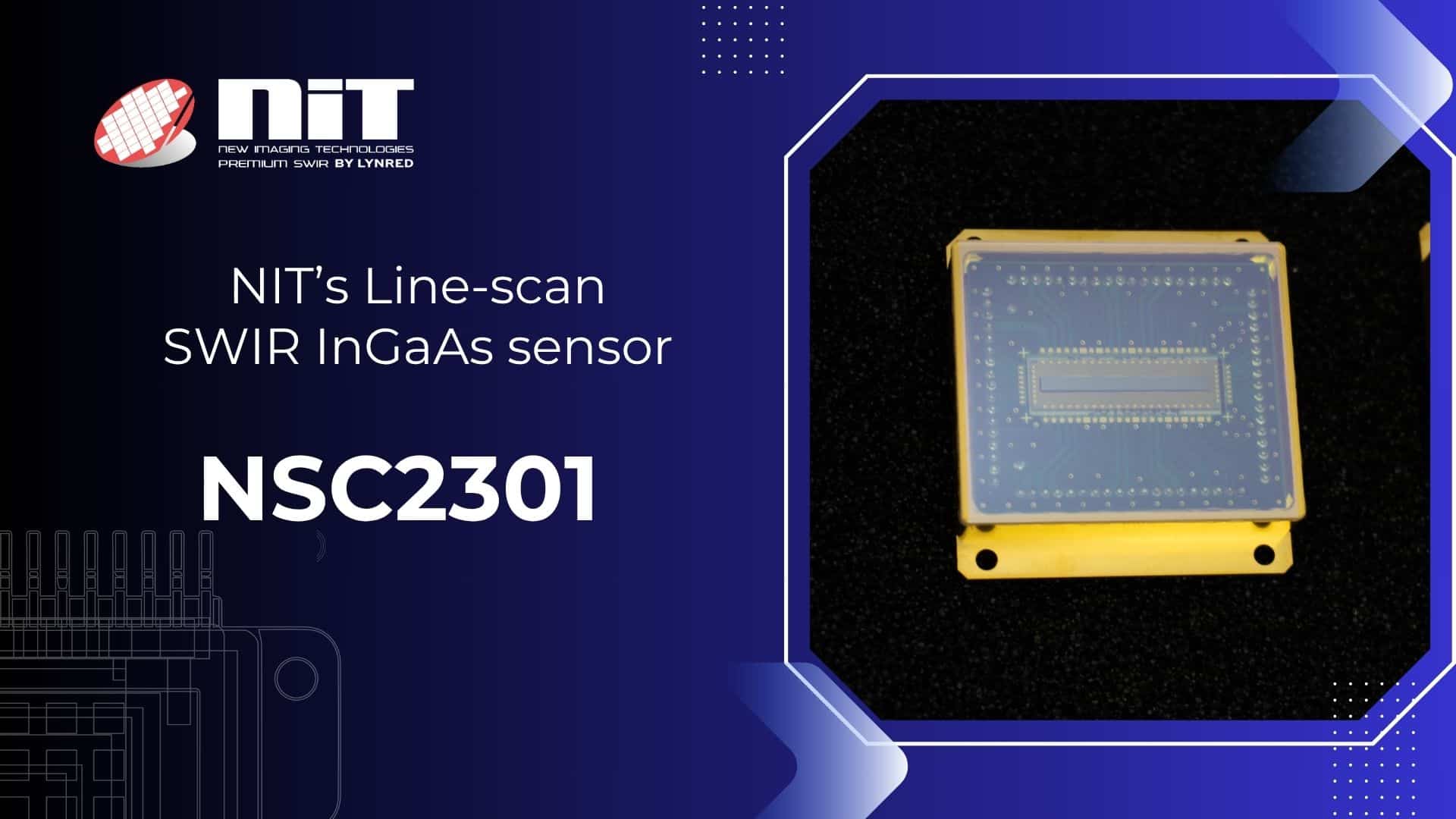 NewImaging_Tech's tweet card. NIT launched new line-scan SWIR InGaAs sensor NSC2301 for industrial applications with high-speed and high sensitivity.