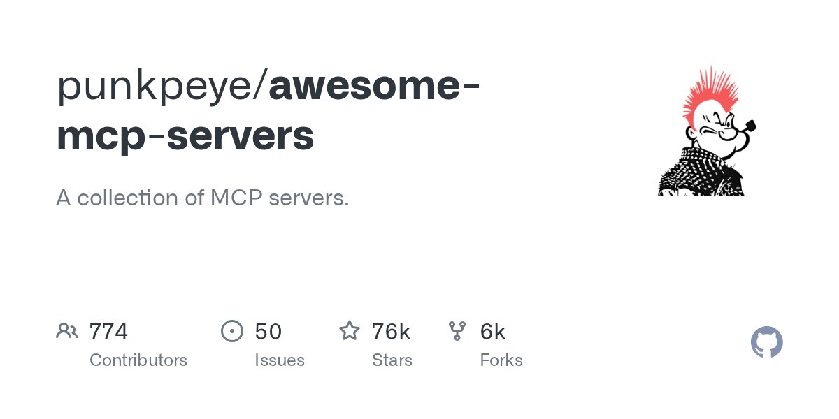 MicLau93's tweet card. A collection of MCP servers. Contribute to punkpeye/awesome-mcp-servers development by creating an account on GitHub.