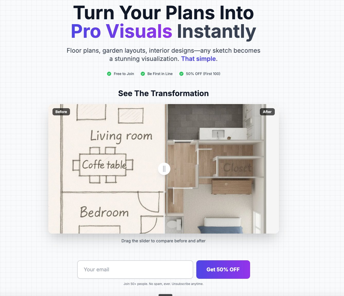 BetaList's tweet card. Turn Your Plans Into Pro Visuals Instantly