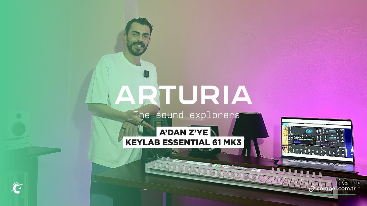 CompelMusic's tweet card. A'DAN Z'YE KEYLAB ESSENTIAL 61 MK3 | Volkan Uça ile Arturia KeyLab...