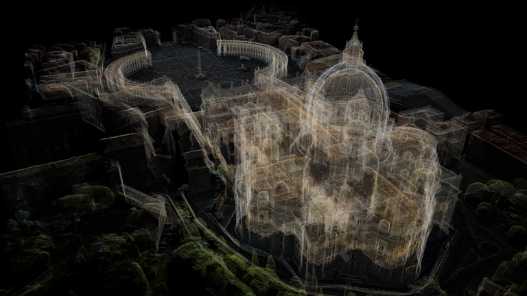 SkyNews's tweet card. Over a period of three weeks, drones, cameras and lasers were used to take more than 400,000 detailed images to create an exact digital replica of the exterior and interior of the famous St Peter's...