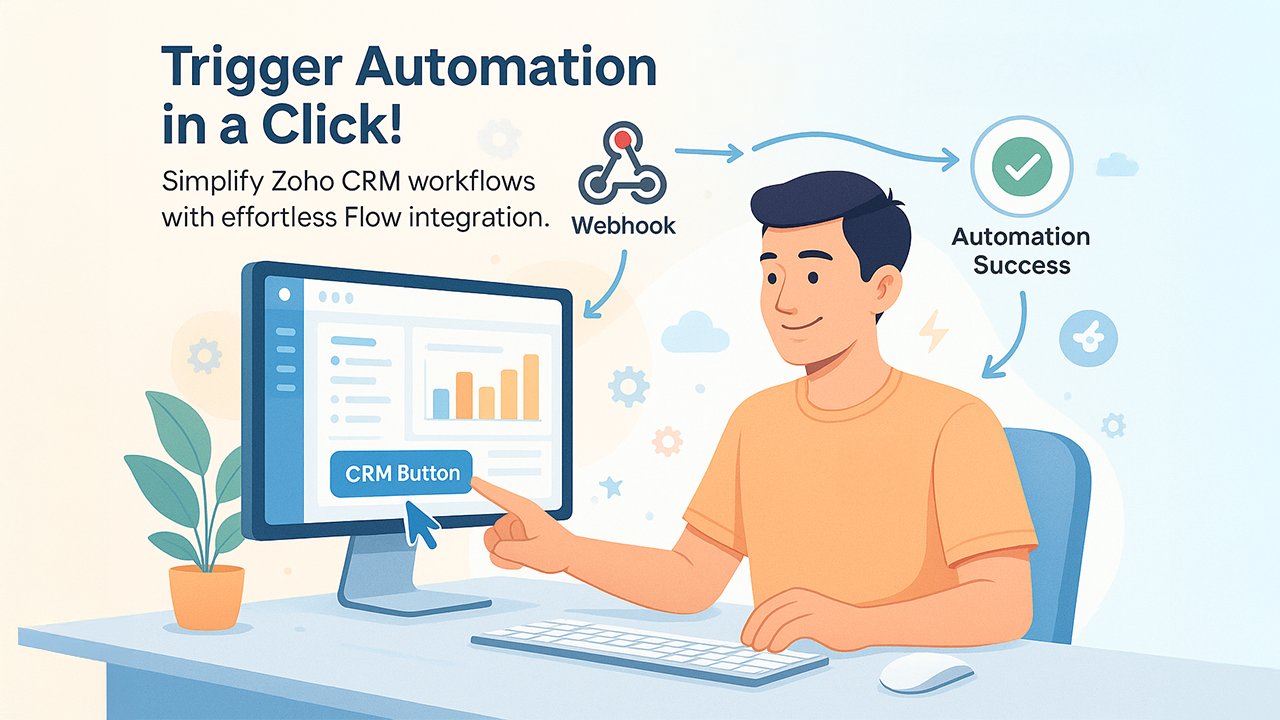 OutrightStore's tweet card. Understand important steps to trigger Zoho Flow with CRM Button to sync data, automate tasks, and simplify workflows efficiently within the setup of your Zoho CRM.