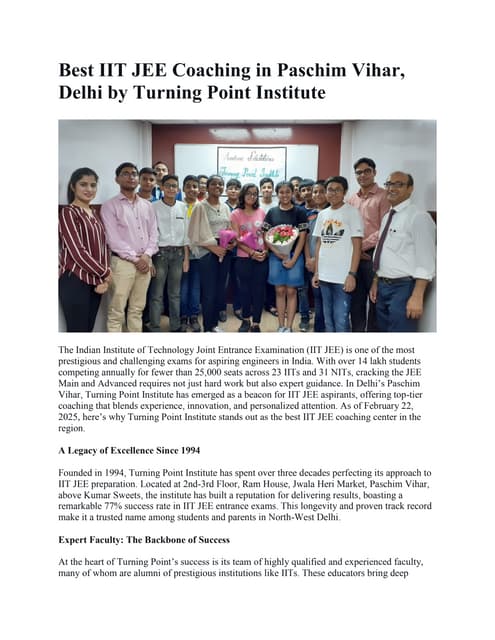 indiamarketing_'s tweet card. Best IIT JEE Coaching in Paschim Vihar, Delhi by Turning Point...