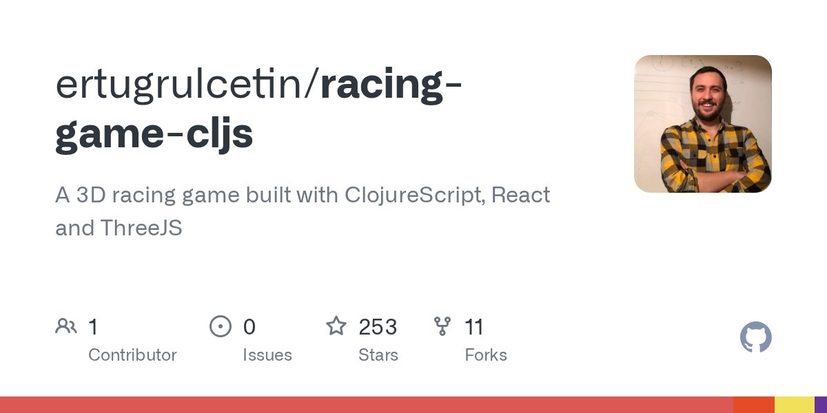 yogthos's tweet card. A 3D racing game built with ClojureScript, React and ThreeJS - ertugrulcetin/racing-game-cljs