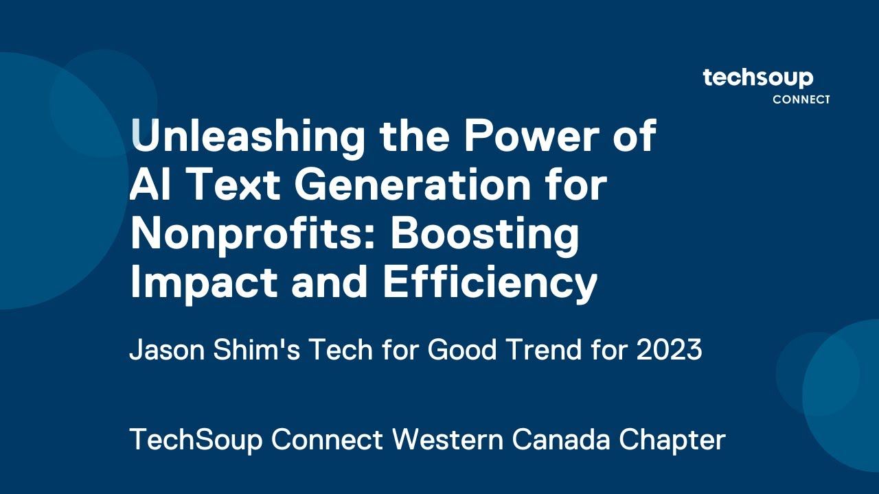 TechSoupConnect's tweet card. Unleashing the Power of AI Text Generation for Nonprofits, with Jason...