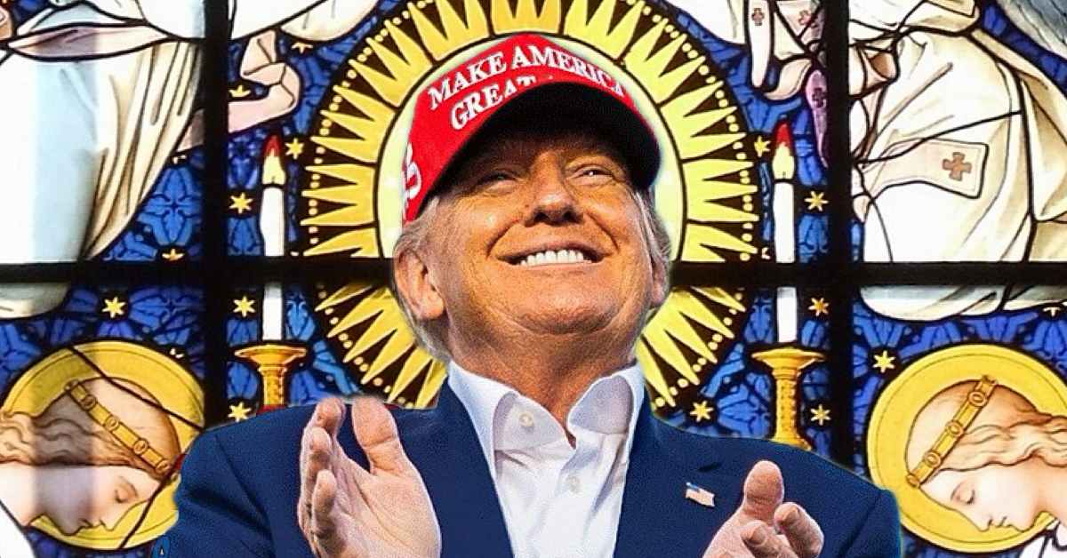 patriottakes's tweet card. Trump claims he is fulfilling God's agenda in fundraising email