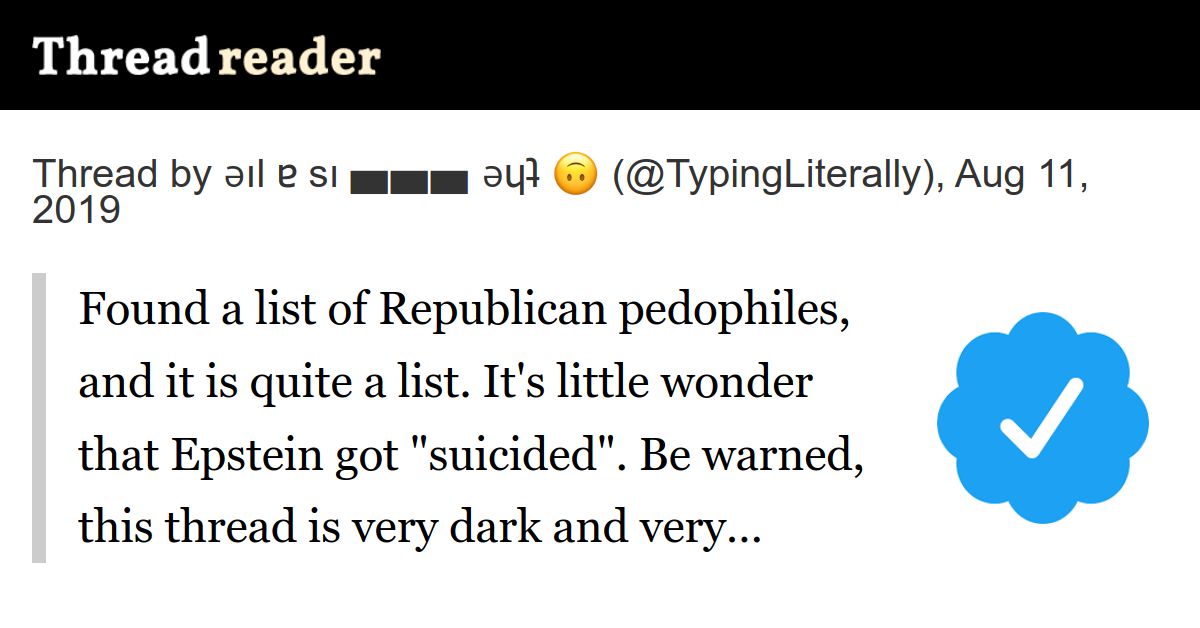 bove50's tweet card. Thread by @TypingLiterally: "Found a list of Republican pedophiles, and it is quite a list. It's little wonder that Epstein got "suicided". Bsturbing. Republican anti-abortion activist Howard Scott...