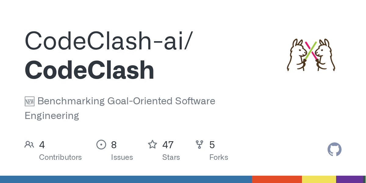 AltenterLLC's tweet card. 🆕 Benchmarking Goal-Oriented Software Engineering. Contribute to CodeClash-ai/CodeClash development by creating an account on GitHub.