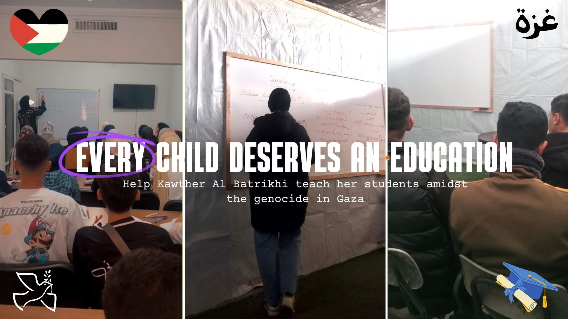 k_batrikhi's tweet card. Hello friends, my name is Ines, and I am fundraising on behalf of my dear friend Kawther, a high school Arabic teacher from the Gaza Strip. Kawther's dream is to restore hope for her students who...