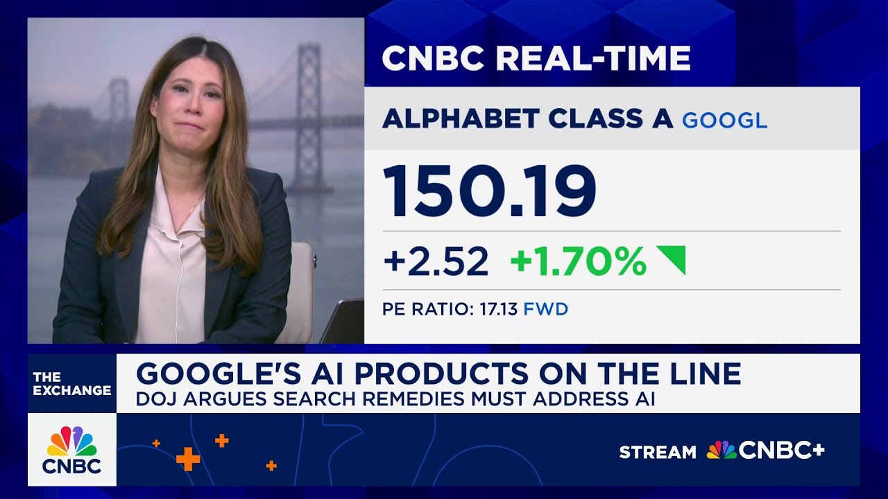 CNBCTechCheck's tweet card. DOJ targets Google’s AI ambitions in high-stakes antitrust trial