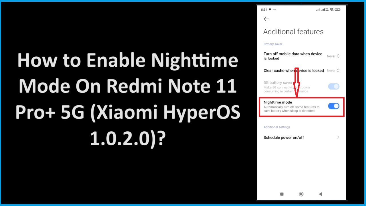 TechMeSpot's tweet card. How to Enable Nighttime Mode On Redmi Note 11 Pro+ 5G (Xiaomi HyperOS...