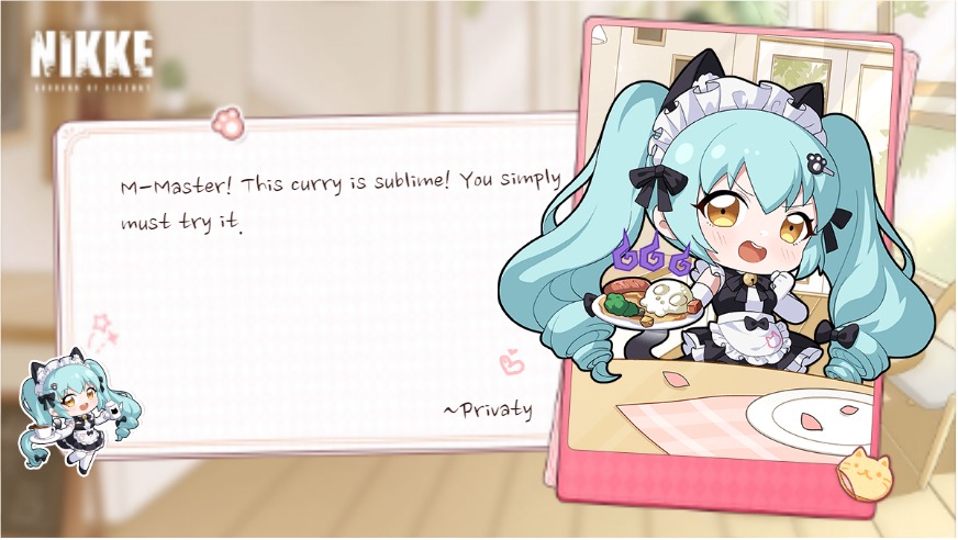 kwstevieb's tweet card. Enjoy dishes made by Nikke maids and get exclusive rewards!