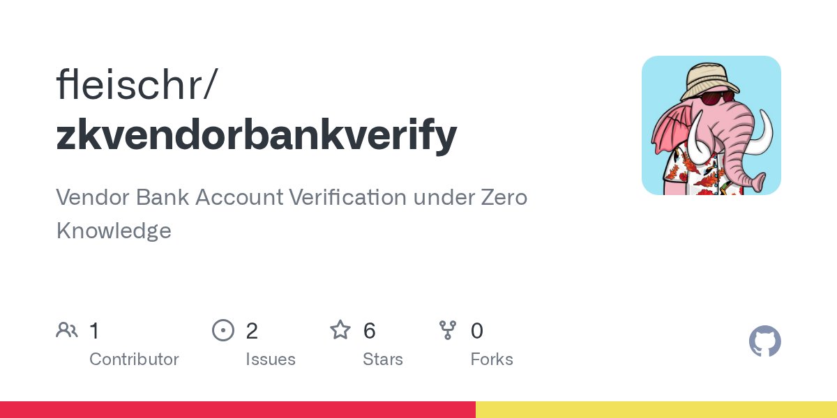 RyFleisch's tweet card. Vendor Bank Account Verification under Zero Knowledge - fleischr/zkvendorbankverify
