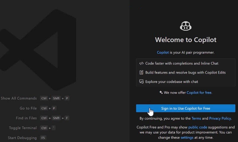 madebygps's tweet card. Announcing a free plan for GitHub Copilot in Visual Studio Code.