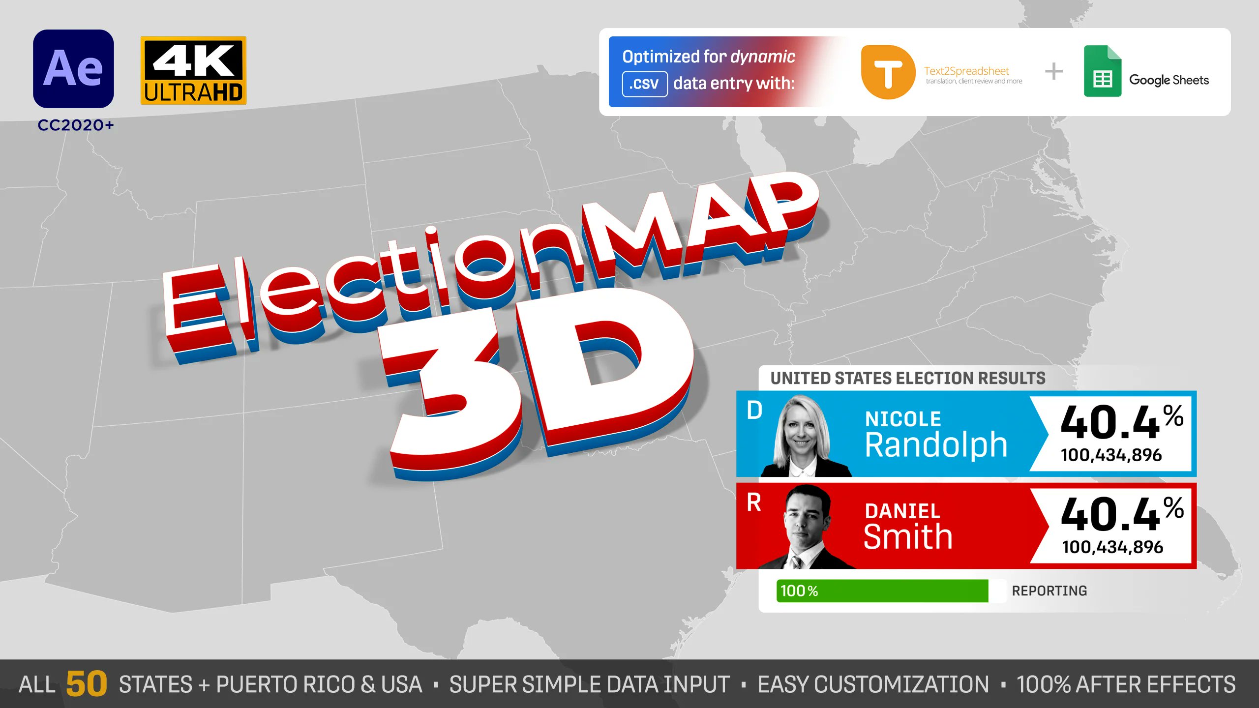 MotionRevolver's tweet card. United States Election Map 3D