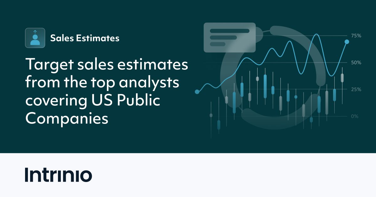 intrinio's tweet card. Improve your performance by targeting sales estimates from top market analysts with Sales Estimates from Intrinio.
