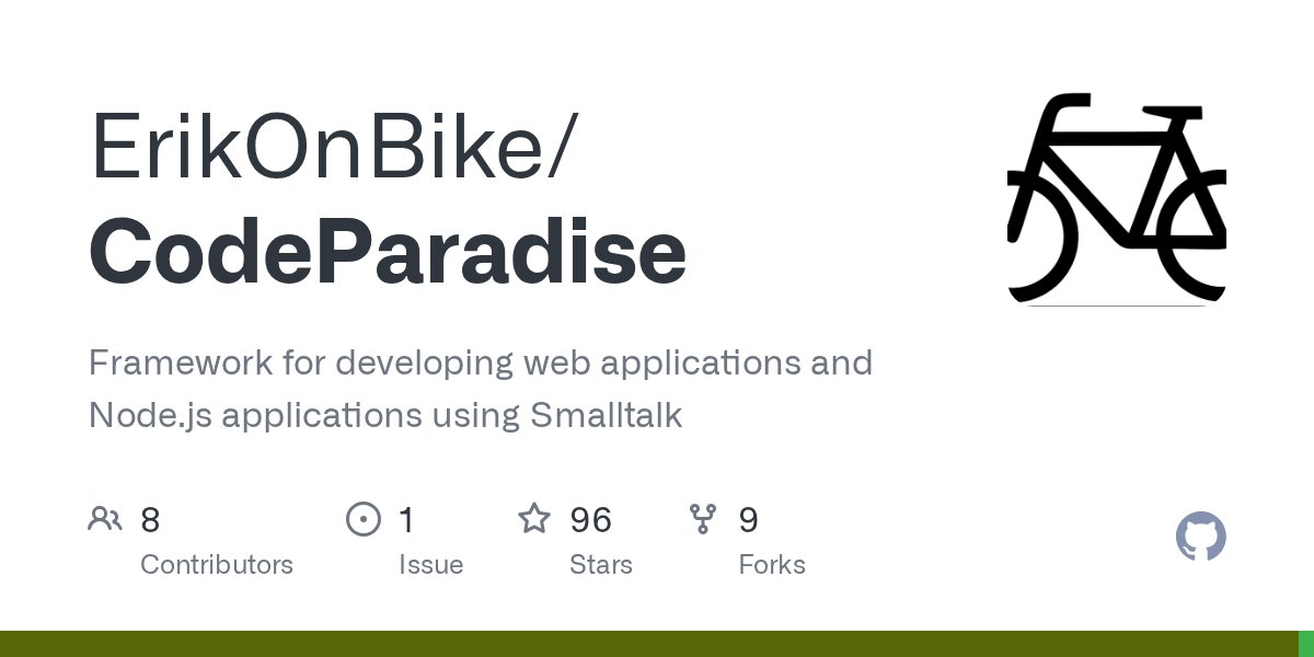 ErikOnBike's tweet card. Framework for developing web applications and Node.js applications using Smalltalk - ErikOnBike/CodeParadise