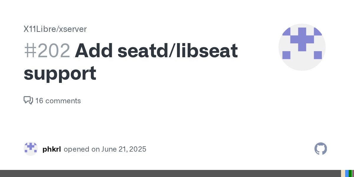 XLibreDev's tweet card. Describe the feature As fas as i know, logind support for X11 was introduced to allow it function properly rootless. In wlroots libseat serves this purpose and it works with both logind and its own...