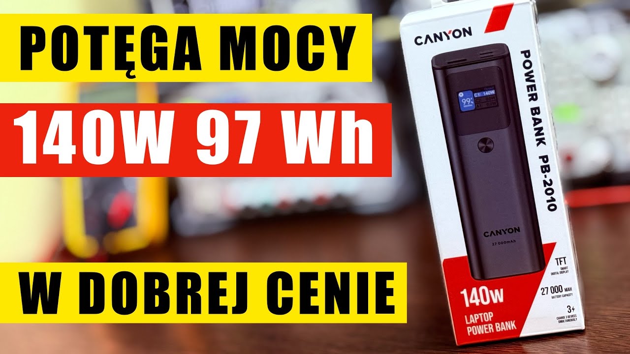 TestHubPL's tweet card. CANYON PB 2010 Power Bank 2xUSB-C 1xUSB-A PD 3.1 140W 97Wh