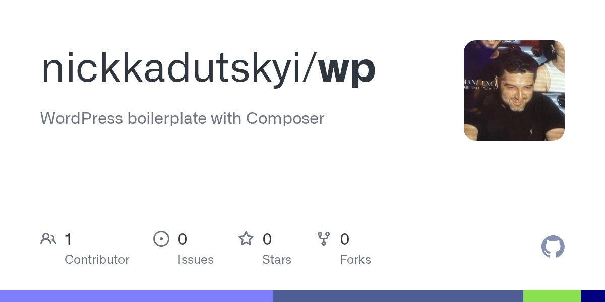 nickkadutskyi's tweet card. WordPress boilerplate with Composer. Contribute to nickkadutskyi/wp development by creating an account on GitHub.